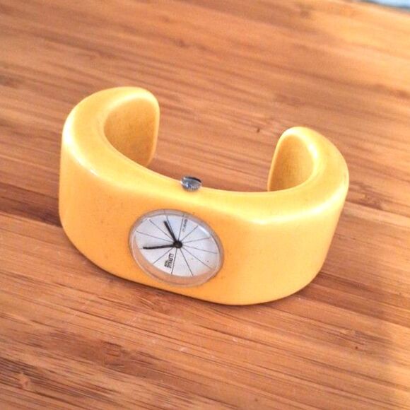 Art Deco RARE Royal Dynasty Orange Bakelite Cuff Watch Parts Not Keeping Time